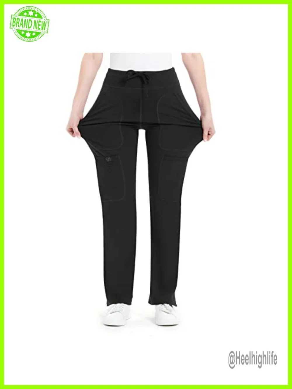 Mid Rise Yoga Scrub Pants with Cargo Pockets Five Pocket Nylon Spandex Stretch